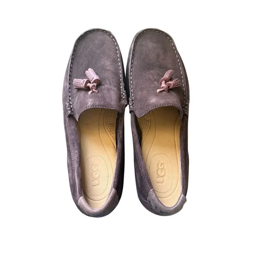 UGG men’s Chocolate Brown Leather Suede Slip-On Tassel Loafers Shoes Size 11